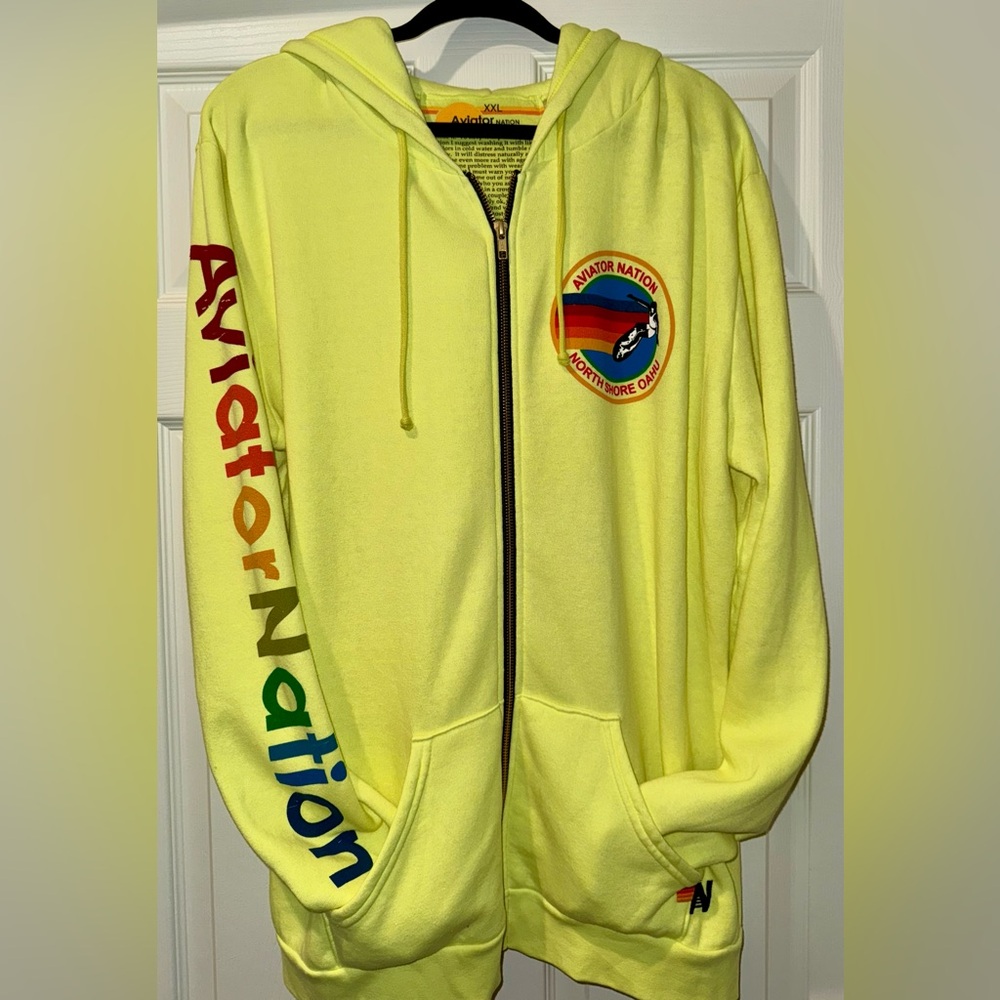 AVIATOR NATION NORTH SHORE UNISEX HOODIE NWT- NEON YELLOW XXL